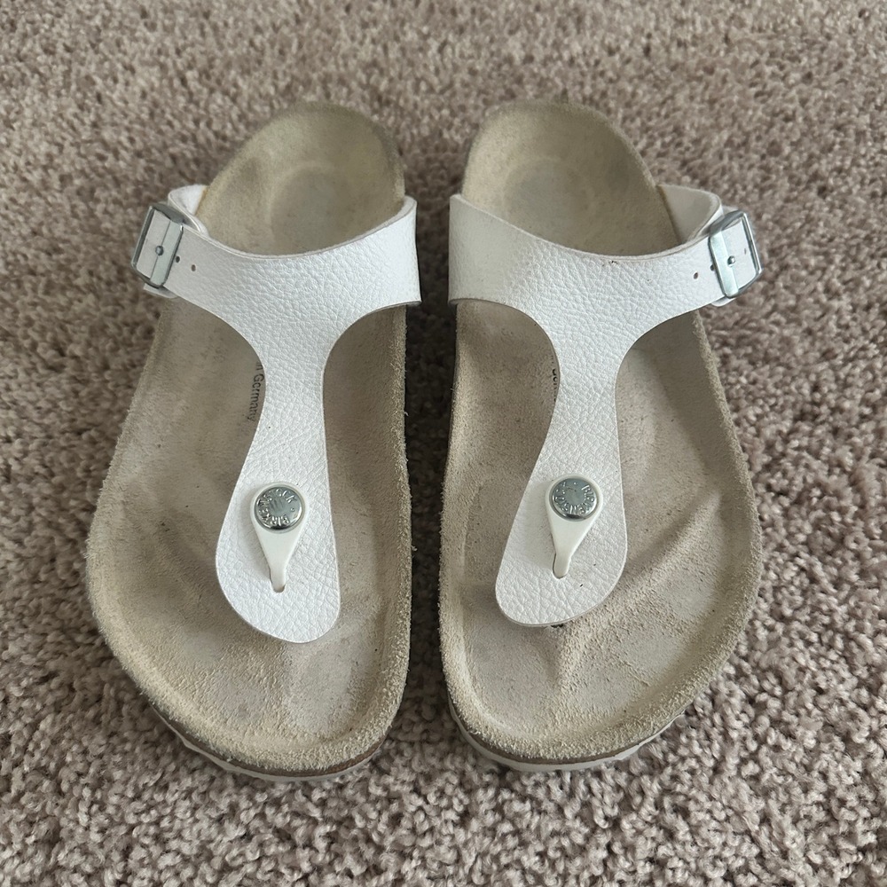 Birkenstock Gizeh Sandals Womens 36 White Birko-Flor Thong Buckle Comfort Shoes